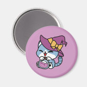 Aimant Chat Tabby Halloween – Chapeau de Sorcière & Art d (Recto/Verso)