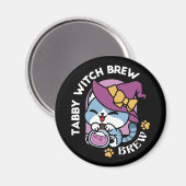 Aimant Chat Tabby Halloween – Chapeau de Sorcière & Art d (Recto/Verso)