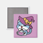 Aimant Chat Tabby Halloween – Chapeau de Sorcière & Art d (Recto/Verso)