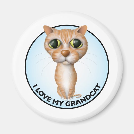 Aimant Chat Tabby Orange - J'Aime Mon Grand-Chat (Devant)