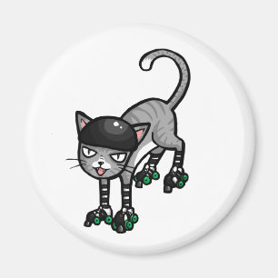 Aimant Chat tigré argenté sur RollerSkates