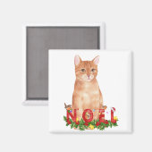 Aimant Chat tigré de Noël Aquarelle (Recto/Verso)