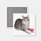Aimant Chat tigré de Noël avec Ornanent (Recto/Verso)