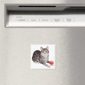 Aimant Chat tigré de Noël avec Ornanent (In Situ (Lave-vaisselle))