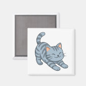 Aimant Chat tigré gris s'étirant (Recto/Verso)
