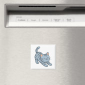 Aimant Chat tigré gris s'étirant (In Situ (Lave-vaisselle))