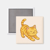 Aimant Chat Tigre Orange Beige s'étirant (Recto/Verso)
