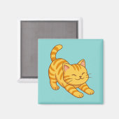Aimant Chat Tigre Orange Étiré en Vert (Recto/Verso)