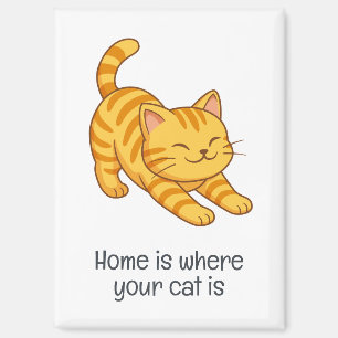 Aimant Chat Tigre Orange Étiré Texte Personnalisé