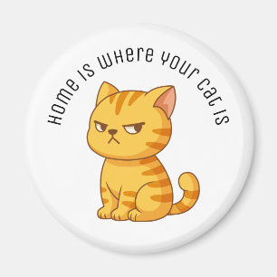 Aimant Chat tigré orange grincheux Texte personnalisé