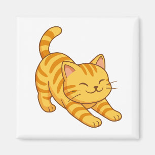 Aimant Chat Tigre Orange s'étirant