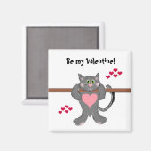 Aimant Chat Valentine avec Coeurs (Recto/Verso)