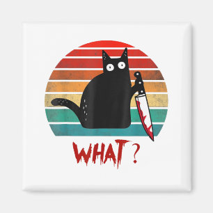 Aimant Chat Vintage Drôle De Chat Noir Meurtrier