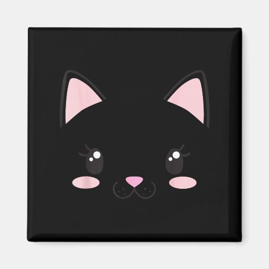 Aimant Chat visage chatons cils mignon drôle halloween (Devant)