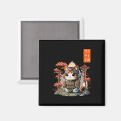 Aimant Chat Warrior japonais écriture Anime Art pour kawa (Recto/Verso)