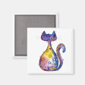 Aimant Chat Whimsical Coloré (Recto/Verso)
