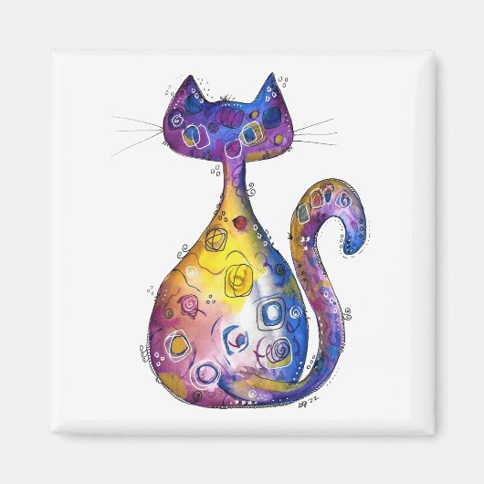 Aimant Chat Whimsical Coloré (Devant)