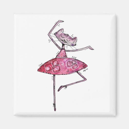 Aimant Chat Whimsical Dancing Cute (Devant)