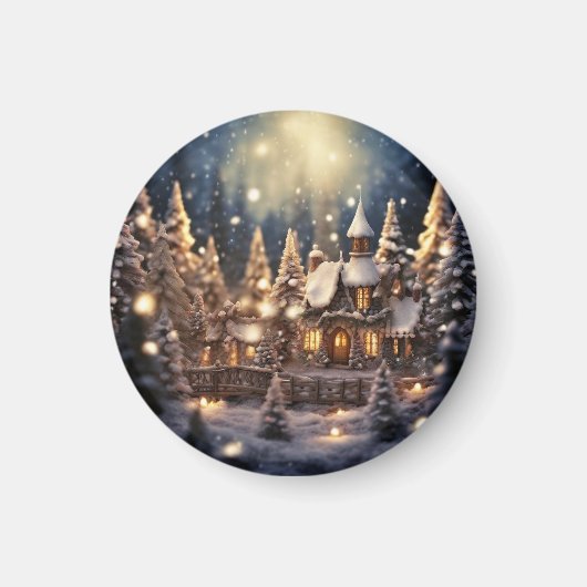 Aimant Château de fée de Noël inspiré (Devant)