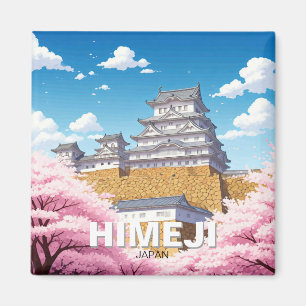 Aimant Château de Himeji fleurs de cerisiers