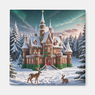 Aimant Château de pain d'épices de la forêt de Noël