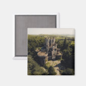 Aimant Château de pierre gris grand en Bois vert surélevé (Recto/Verso)