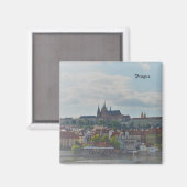 Aimant Château de Prague en aquarelle (Recto/Verso)