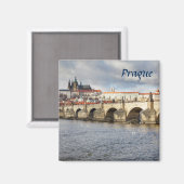 Aimant Château de Prague et pont Charles photo souvenir (Recto/Verso)