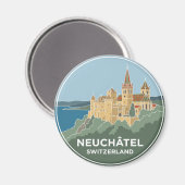 Aimant Château et Collégiale, Neuchâtel (Recto/Verso)