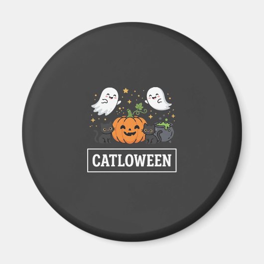 Aimant Chatloween Mignon Chat Fantôme Design Halloween_1 (Devant)