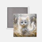 Aimant Chaton blanc précieux (Recto/Verso)