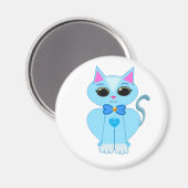 Aimant Chaton bleu clair mignon élégant (Recto/Verso)