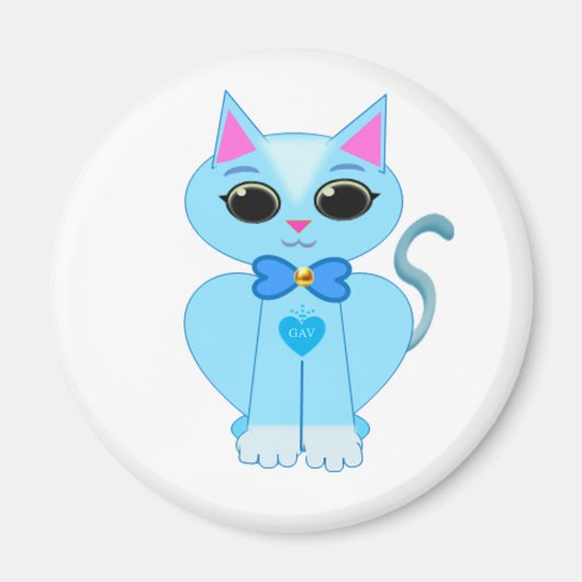 Aimant Chaton bleu clair mignon élégant (Devant)