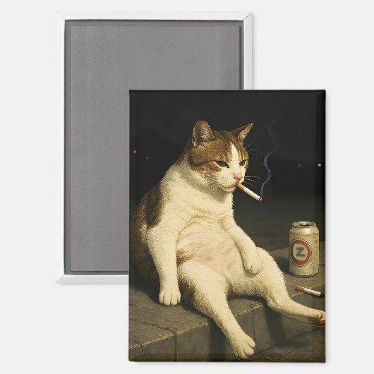 Aimant Chaton Cigarette Drôle Chat Qui Fume Mème Générati (Recto/Verso)