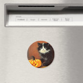 Aimant Chaton d'Halloween noir et blanc vintage (In Situ (Lave-vaisselle))