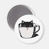 Aimant Chaton noir avec nez rouge caché dans une tasse (Recto/Verso)