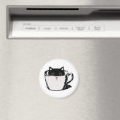 Aimant Chaton noir avec nez rouge caché dans une tasse (In Situ (Lave-vaisselle))
