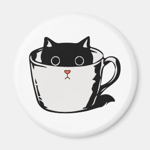 Aimant Chaton noir avec nez rouge caché dans une tasse