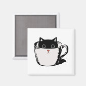Aimant Chaton noir avec nez rouge caché dans une tasse (Recto/Verso)