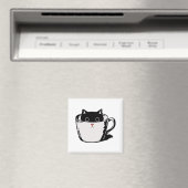 Aimant Chaton noir avec nez rouge caché dans une tasse (In Situ (Lave-vaisselle))