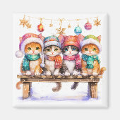 Aimant Chatons célébrant Noël, câlins et mignons, (Devant)