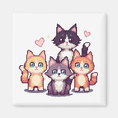 Aimant Chatons Colorés Pixelisés Blancs (Devant)