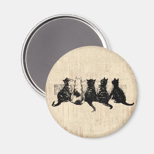 Aimant Chatons illustrés avec Arrière - plan de script de (Recto/Verso)