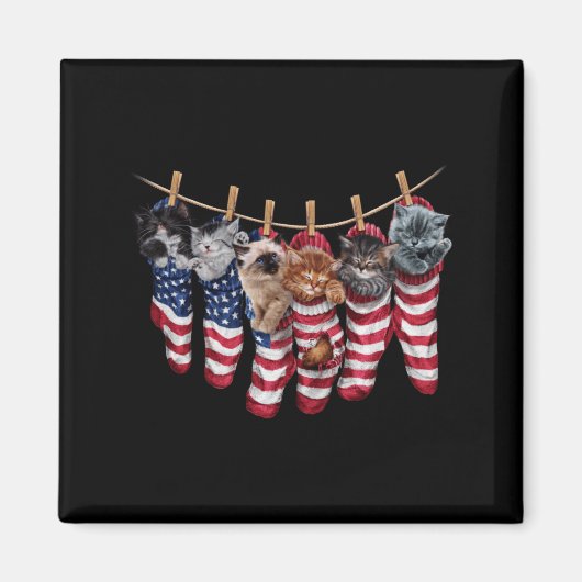 Aimant Chatons patriotiques dans des chaussettes de drape (Devant)