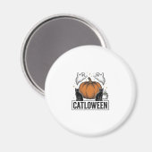 Aimant Chatoween Chat Noir Fantôme Halloween Conception V (Recto/Verso)