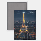 Aimant Chats à Paris Tour Eiffel en soirée (Recto/Verso)