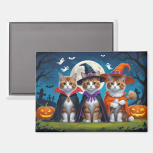 Aimant Chats abyssins Citrouille Halloween Drôle