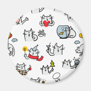 Aimant Chats amusants, lait et magie.