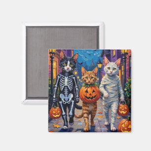 Aimant Chats Angora Turcs en costumes d'Halloween