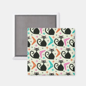 Aimant Chats atomiques noirs du milieu du siècle avec Boo (Recto/Verso)